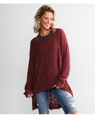 Daytrip Open Weave Sweater - Red