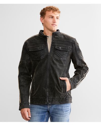 Buckle Black Faux Suede Jacket - Black