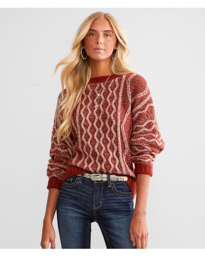 BKE Cable Knit Sweater - Red
