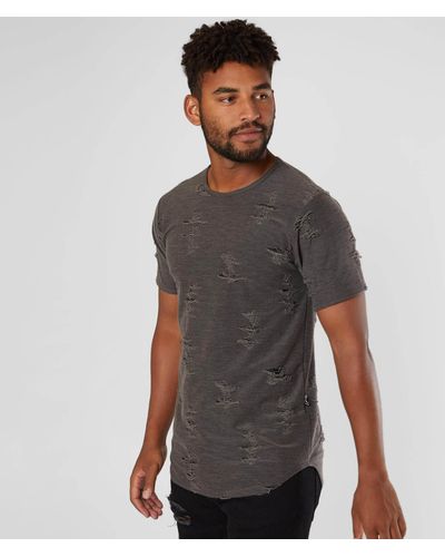 Rustic Dime Washed Long Body T-shirt - Gray