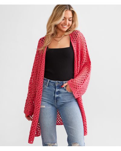 Daytrip Slouchy Cardigan Sweater - Red