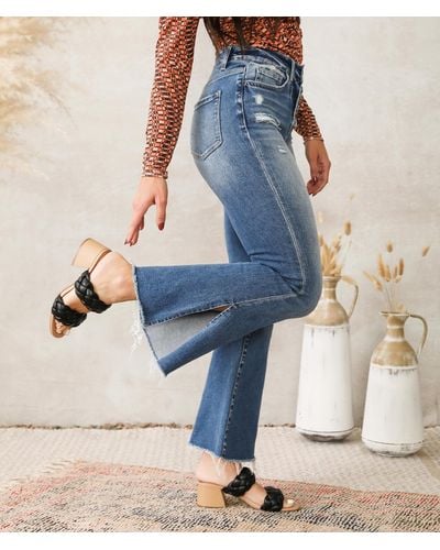 Flying Monkey High Rise Cropped Flared Jean - Blue