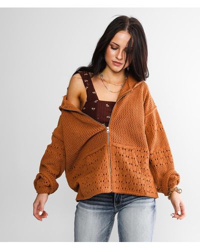 BKE Chenille Hooded Sweater - Brown