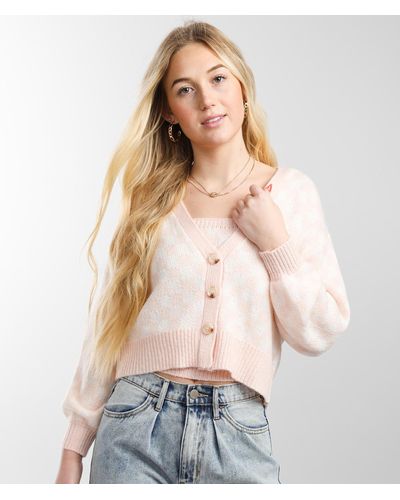 Gilded Intent Checkered 2 Piece Sweater Set - Pink