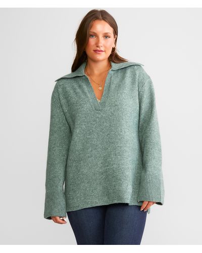 Z Supply Ember Collared Sweater - Green