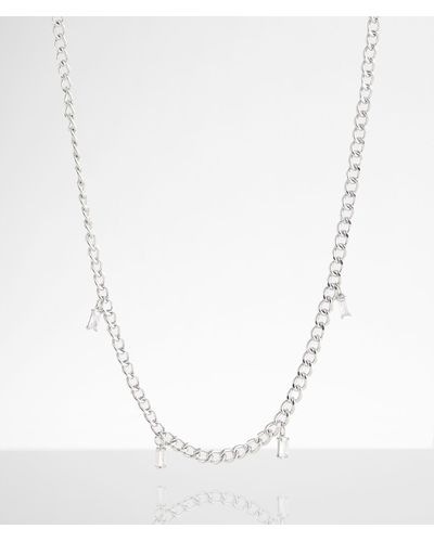 BKE Rhinestone Charm Necklace - White