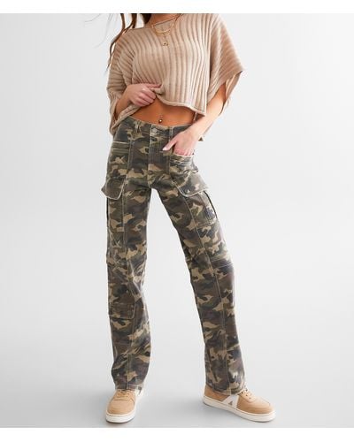 Hidden Jeans Tracey Camo Cargo Straight Stretch Jean - Green