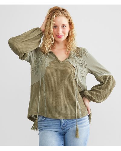 Miss Me Waffle Knit Top - Green