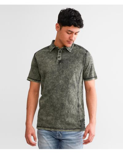 Buckle Black Acid Washed Polo - Green