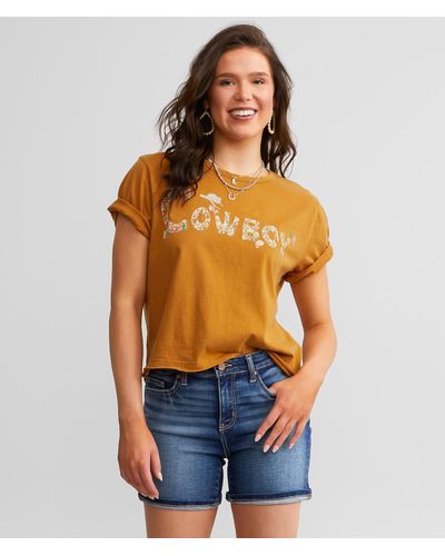 Miss Me Vintage Cowboy T-shirt - Orange