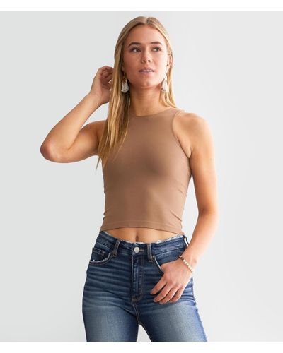 Free People Clean Lines Cropped Cami Tank Top - Blue
