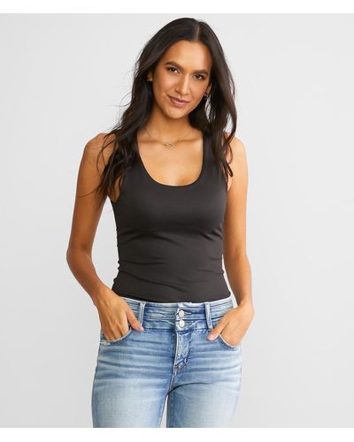 Buckle Black Shaping & Smoothing Ribbed Tank Top - Black
