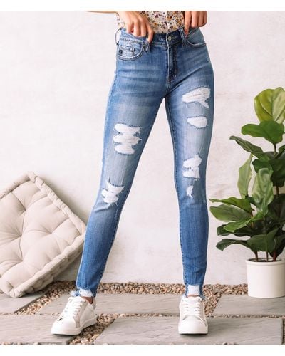 Kancan Kan Can Mid-rise Ankle Skinny Stretch Jean - Blue