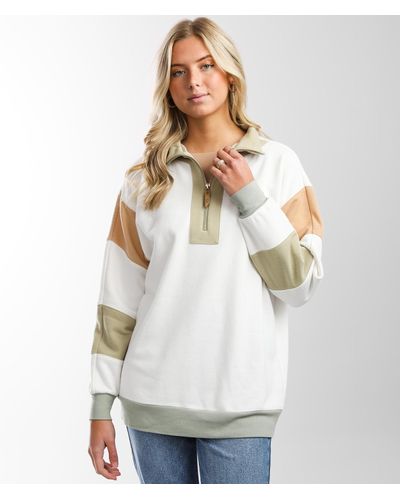 BKE Color Block Tunic Pullover - Natural