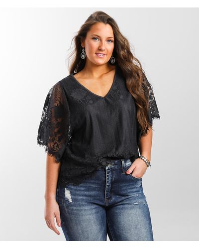Daytrip All Over Eyelash Lace Top - Black