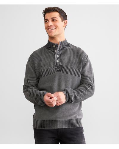 BKE Ribbed Henley Sweater - Gray