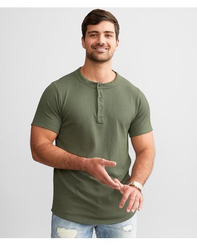 Rustic Dime Ribbed Henley - Green
