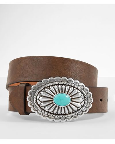 Ariat Turquoise Stone Basic Leather Belt - Brown