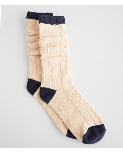 Free People Drew Cable Slouchy Socks - Black