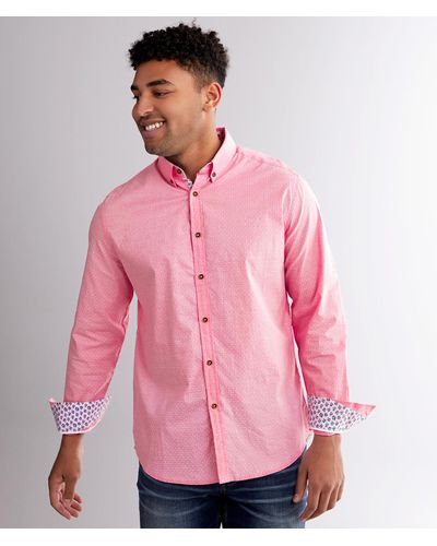 J.B. Holt Jacquard Striped Athletic Stretch Shirt - Pink