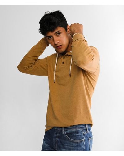 Outpost Makers Brushed Knit Henley Hoodie - Orange