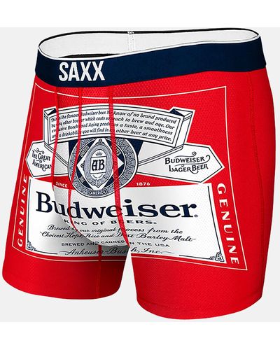 Saxx Underwear Co. Volt Budweiser Stretch Boxer Briefs - Red