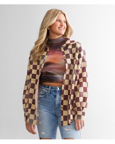 Gilded Intent Checkered Cardigan Sweater - Multicolor