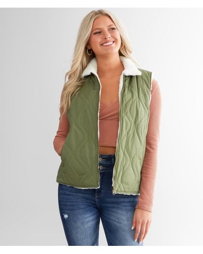 BKE Reversible Quilted Vest - Green