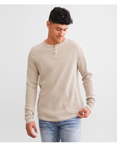 Buckle Black Waffle Knit Henley - Natural