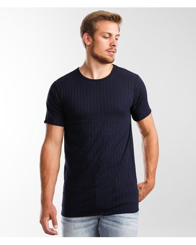 Rustic Dime Wide Ribbed Long Body T-shirt - Blue