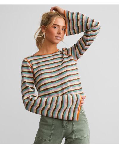 Gilded Intent Wavy Striped Sweater - Multicolor