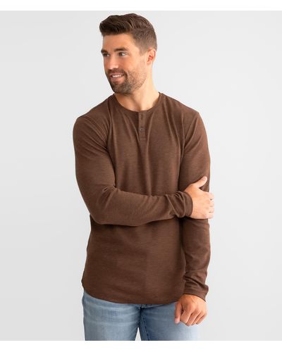 Outpost Makers Brushed Knit Henley - Brown