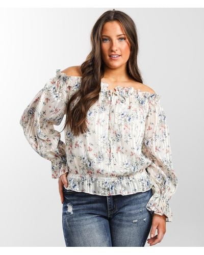 Miss Me Floral Chiffon Ruffle Top - Multicolor