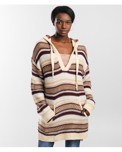 BKE Striped Pullover Hooded Sweater - Brown