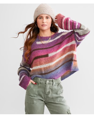 Gilded Intent Eyelash Cropped Sweater - Purple