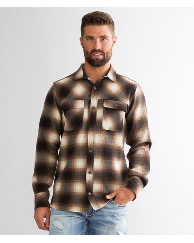 Outpost Makers Flannel Plaid Stretch Shirt - Brown