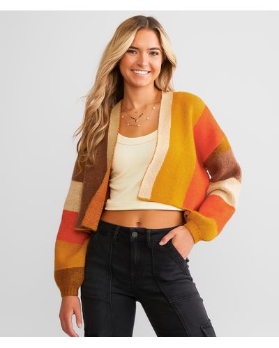 Billabong Block Out Cropped Cardigan Sweater - Orange