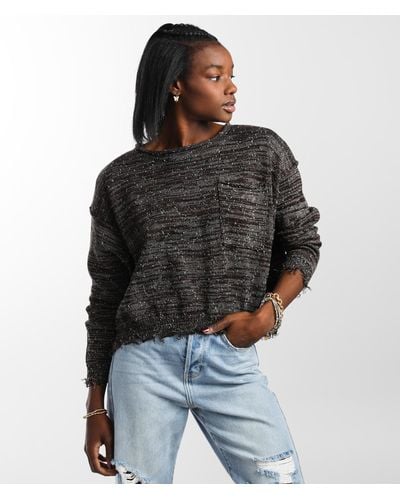 Gilded Intent Destructed Nubby Sweater - Black