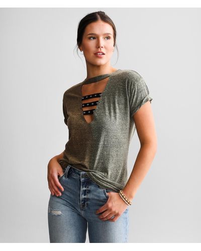 Gilded Intent Two Tone Top - Gray