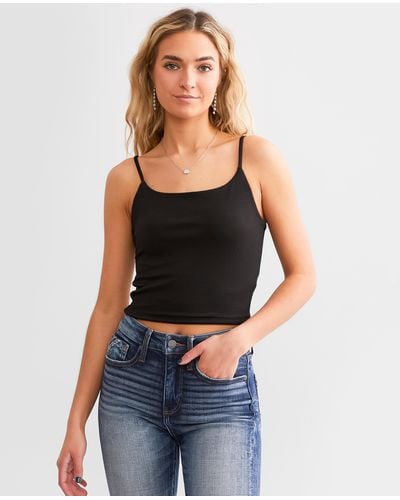 Buckle Black Cropped Shaping & Smoothing Tank Top - Blue