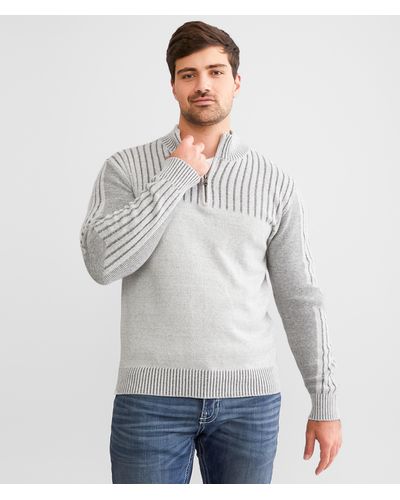 BKE Plated Quarter Zip Sweater - Gray