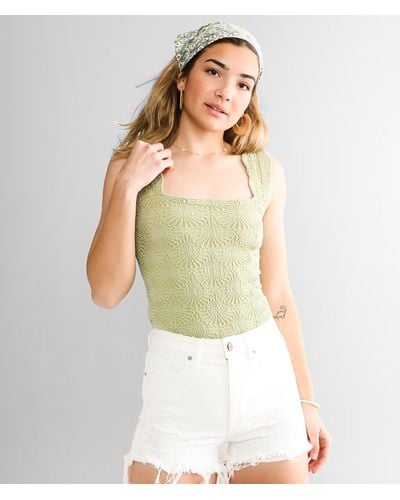 Free People Love Letter Cropped Cami Tank Top - Green
