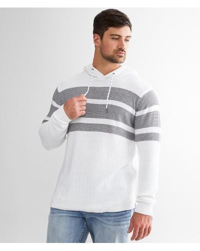 BKE Crossover Stripe Hooded Sweater - White