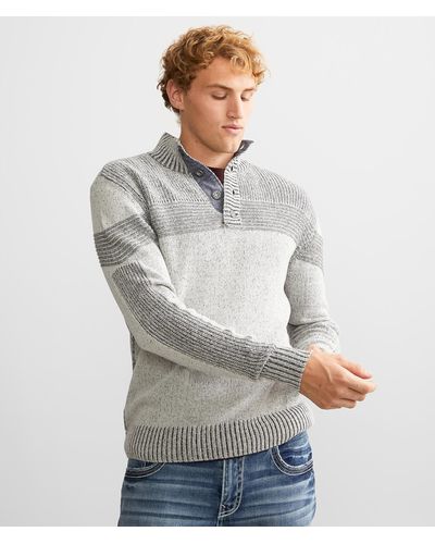BKE Plated Henley Sweater - Gray