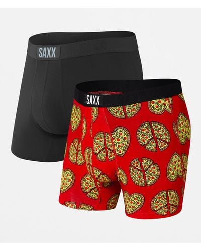 Saxx Underwear Co. Vibe 2 Pack Stretch Boxer Briefs - Red