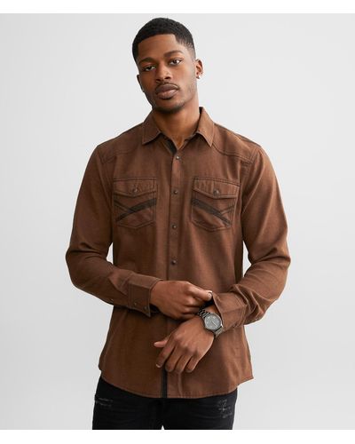 BKE Herringbone Standard Shirt - Brown