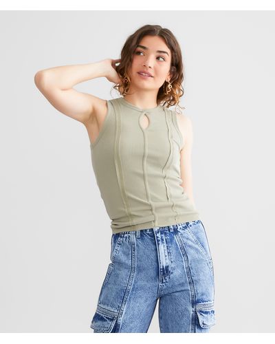 Gilded Intent Keyhole Tank Top - Green