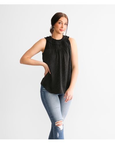 Buckle Black Shaping & Smoothing Floral Jacquard Tank Top - Black