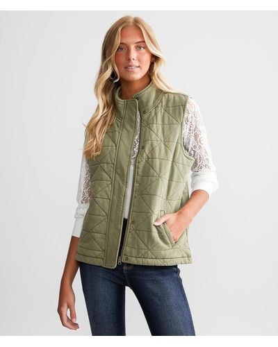 BKE Quilted Canvas Vest - Green
