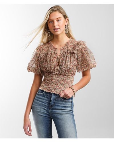 Free People Beatrice Lace-up Top - Brown